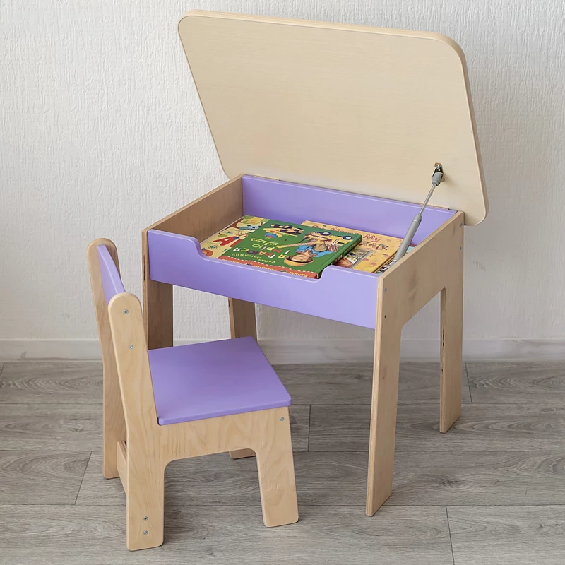 Дитячий стіл і два стільці з дерева для дітей 2–5 років