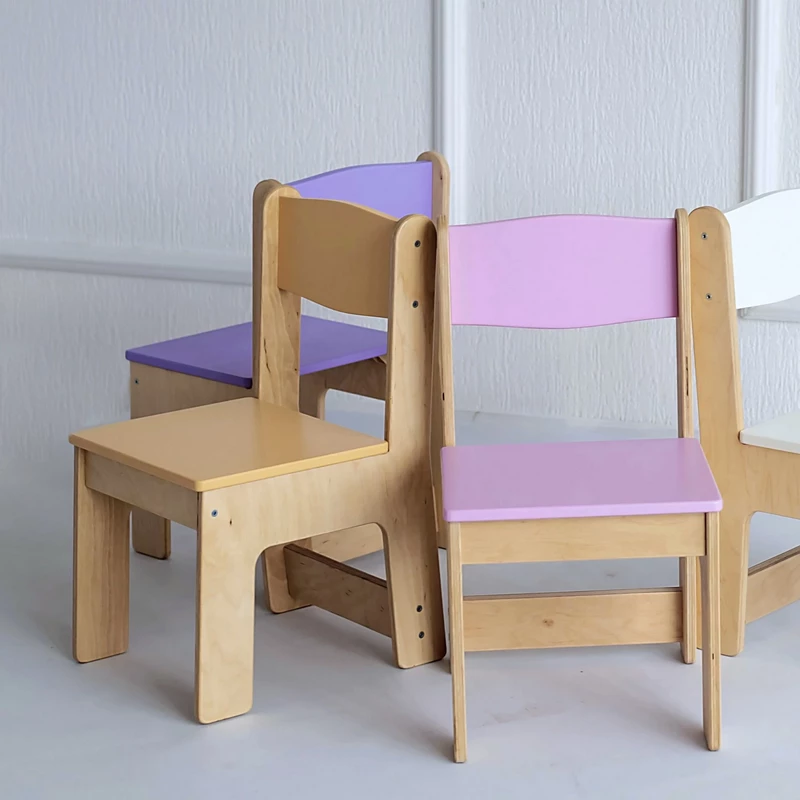 Міцний дитячий стільчик для дому та садочка бежево-жовтий
