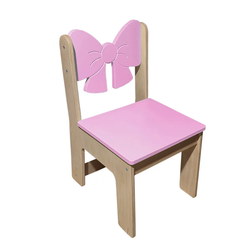 Рожевий дитячий стільчик з декоративною спинкою бантик