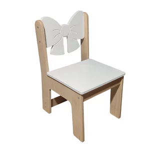 Білий дитячий стільчик з декоративною спинкою бантик