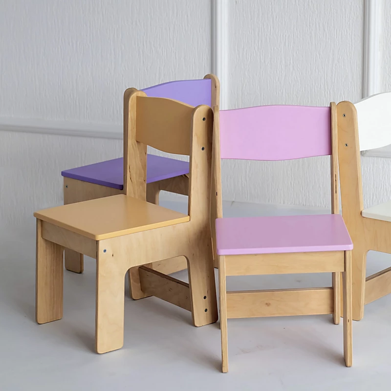 Міцний білий дитячий стільчик з березової фанери